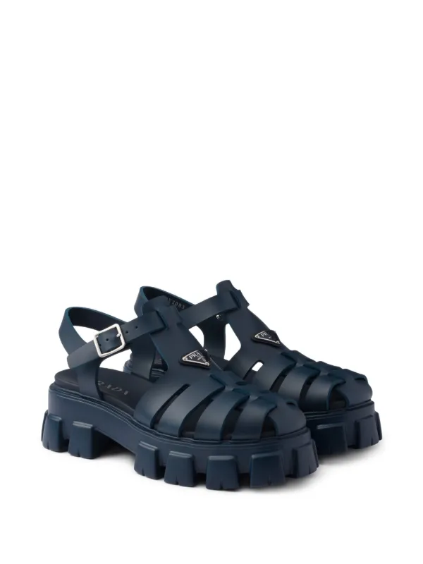 ハイセンスな【PRADA】モノリス チャンキーサンダル 24SS Prada Monolith チャンキーストラップ サンダル | ブルー