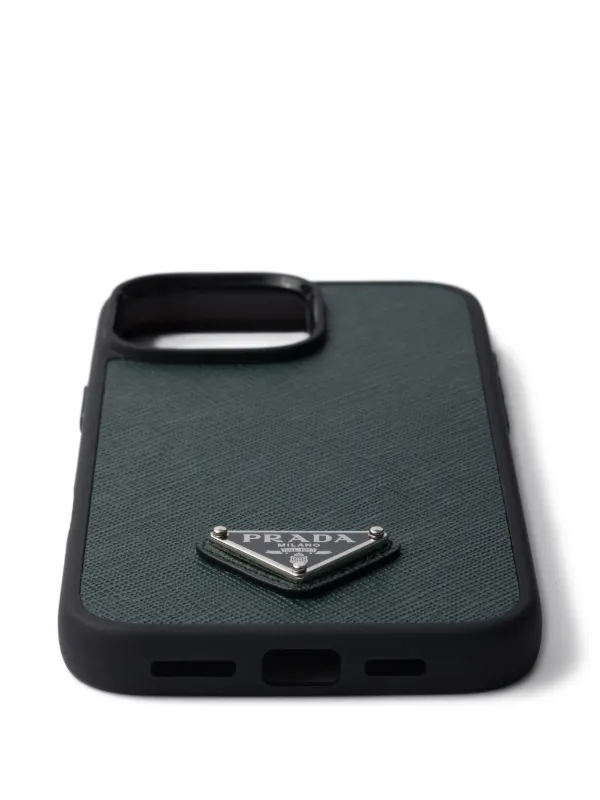 PRADA iPhone12 mini ケース Prada Leather Phone Case | Green | FARFETCH