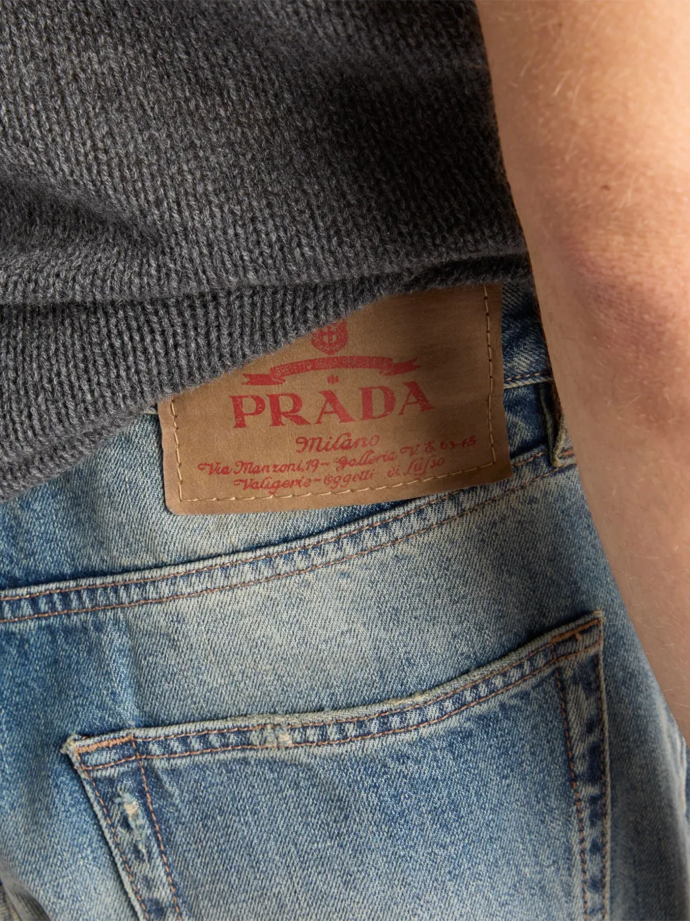Prada Jeans met logopatch Blauw
