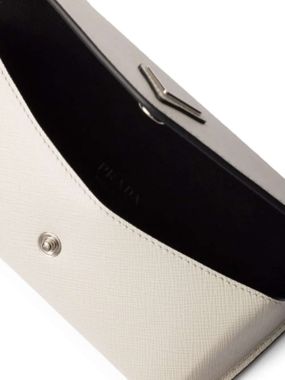 Prada Brillenkoker met drukknoopsluiting Beige