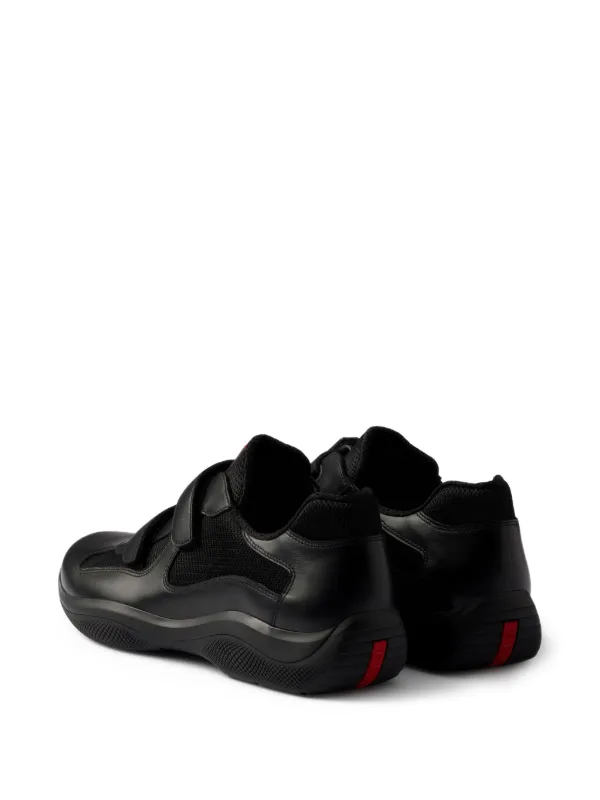 【PRADA】必須アイテム！men's ロゴ ブラック スニーカー(9size) セール】プラダ☆レザー 三角ロゴ スニーカー☆1E868M 3ON8