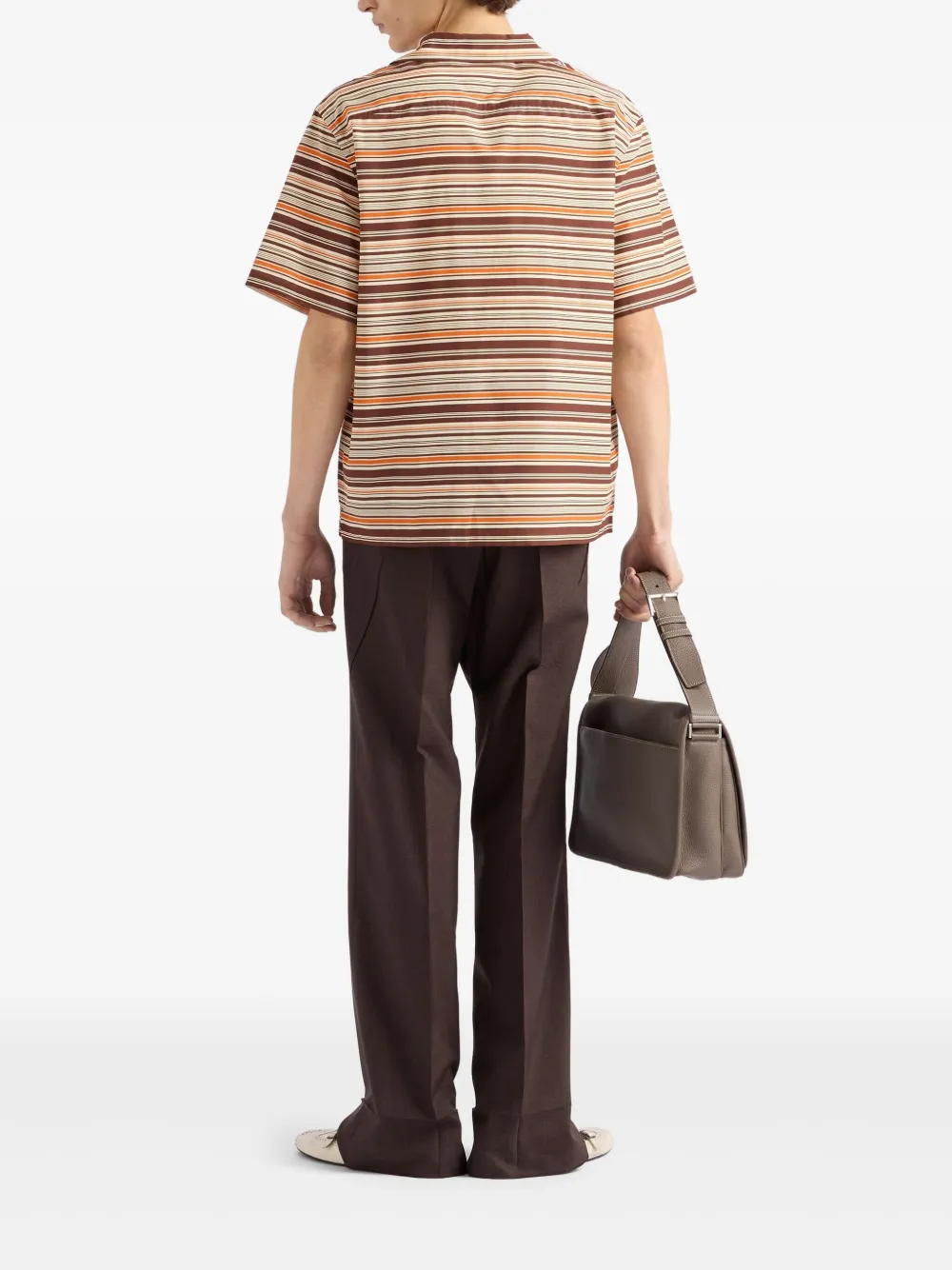 Prada Gestreept bowlingshirt Bruin