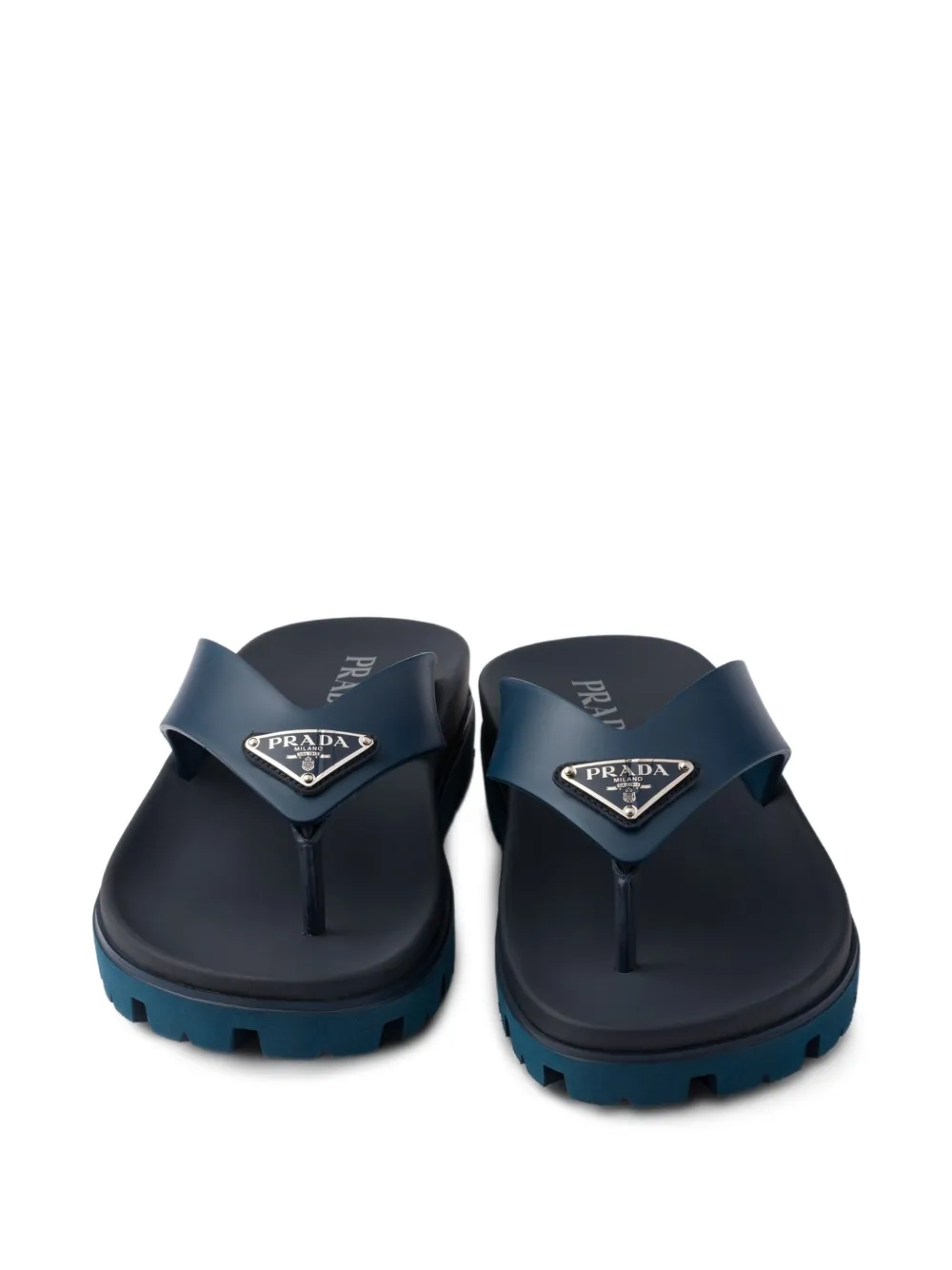 Prada logo-embellished flip flops Blue