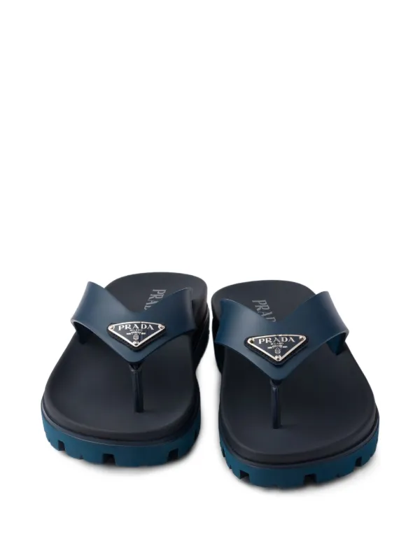 Prada logo-embellished Flip Flops | Blue | FARFETCH