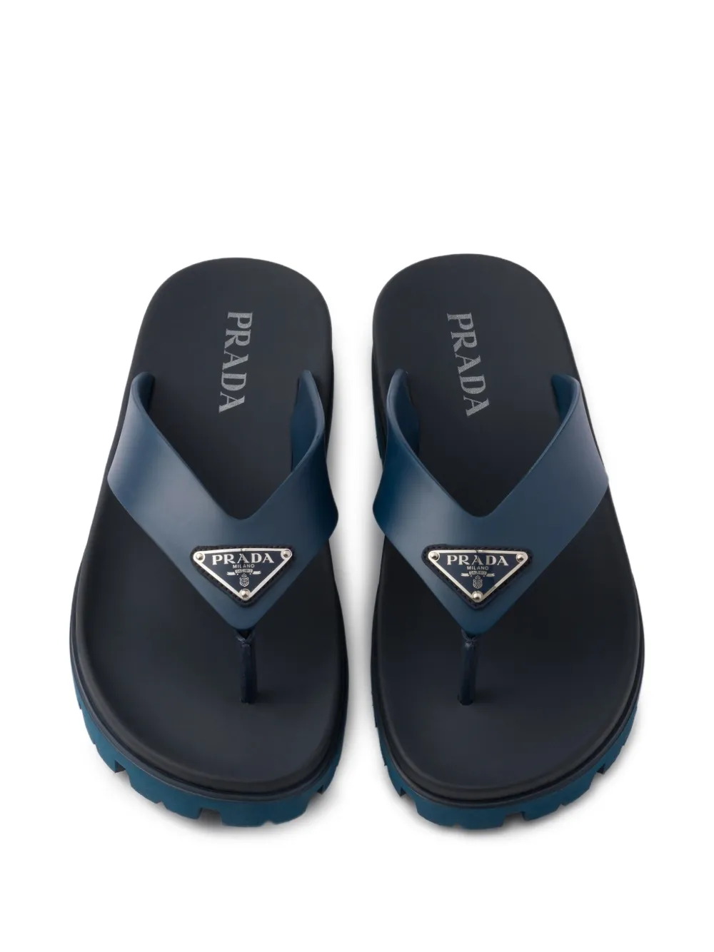 Prada logo-embellished flip flops Blue