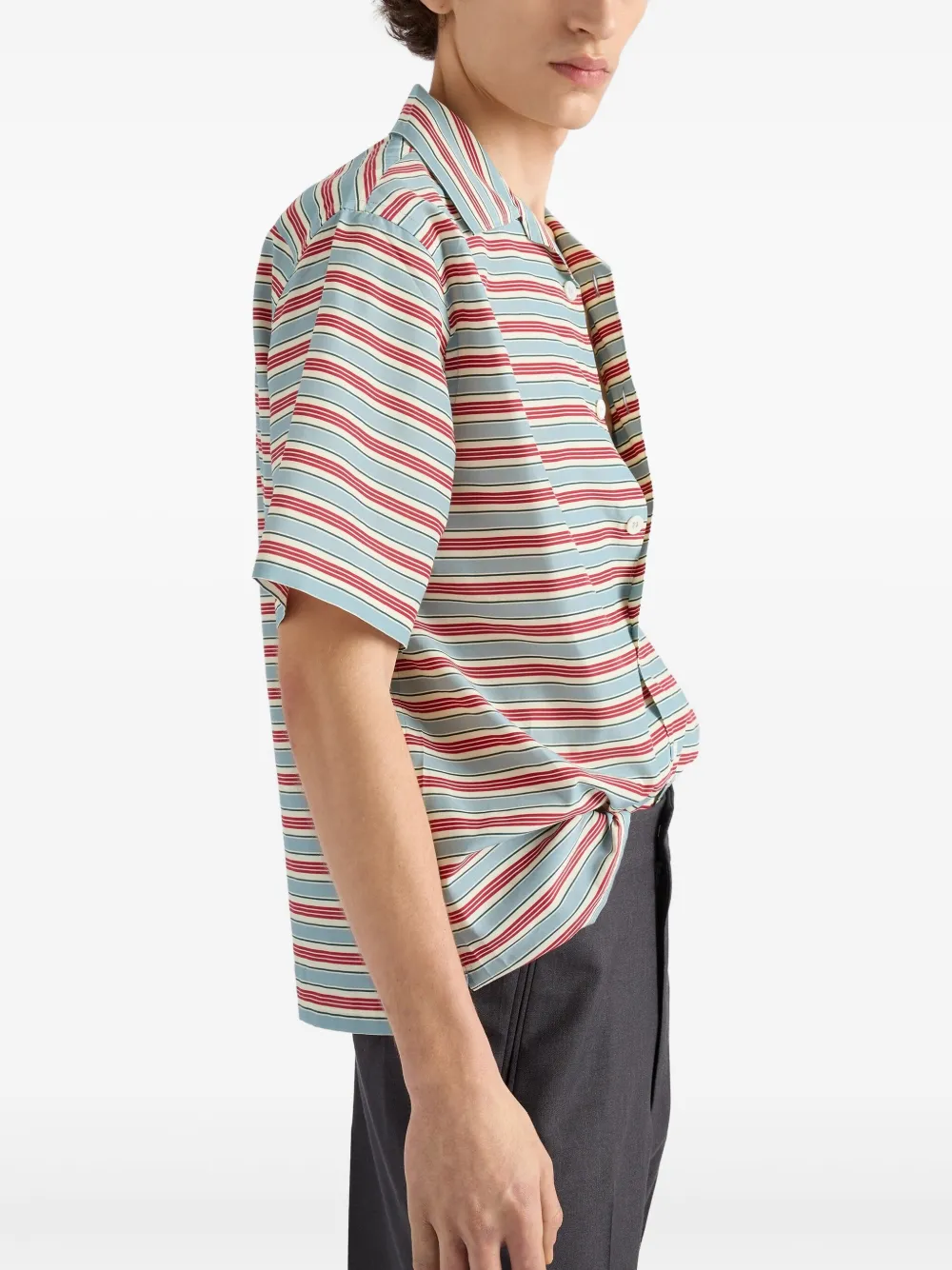 Prada Gestreept bowlingshirt Blauw