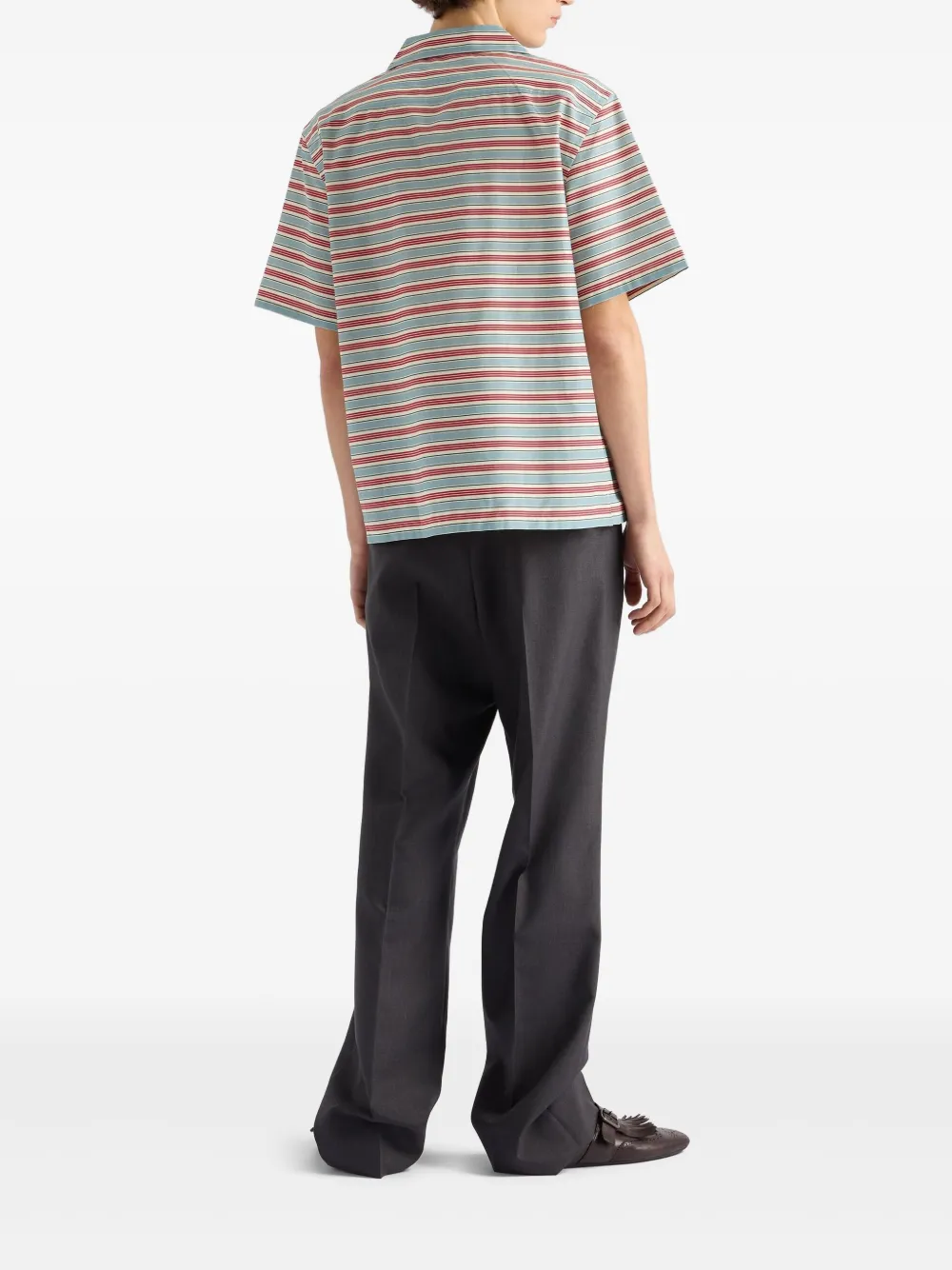 Prada Gestreept bowlingshirt Blauw