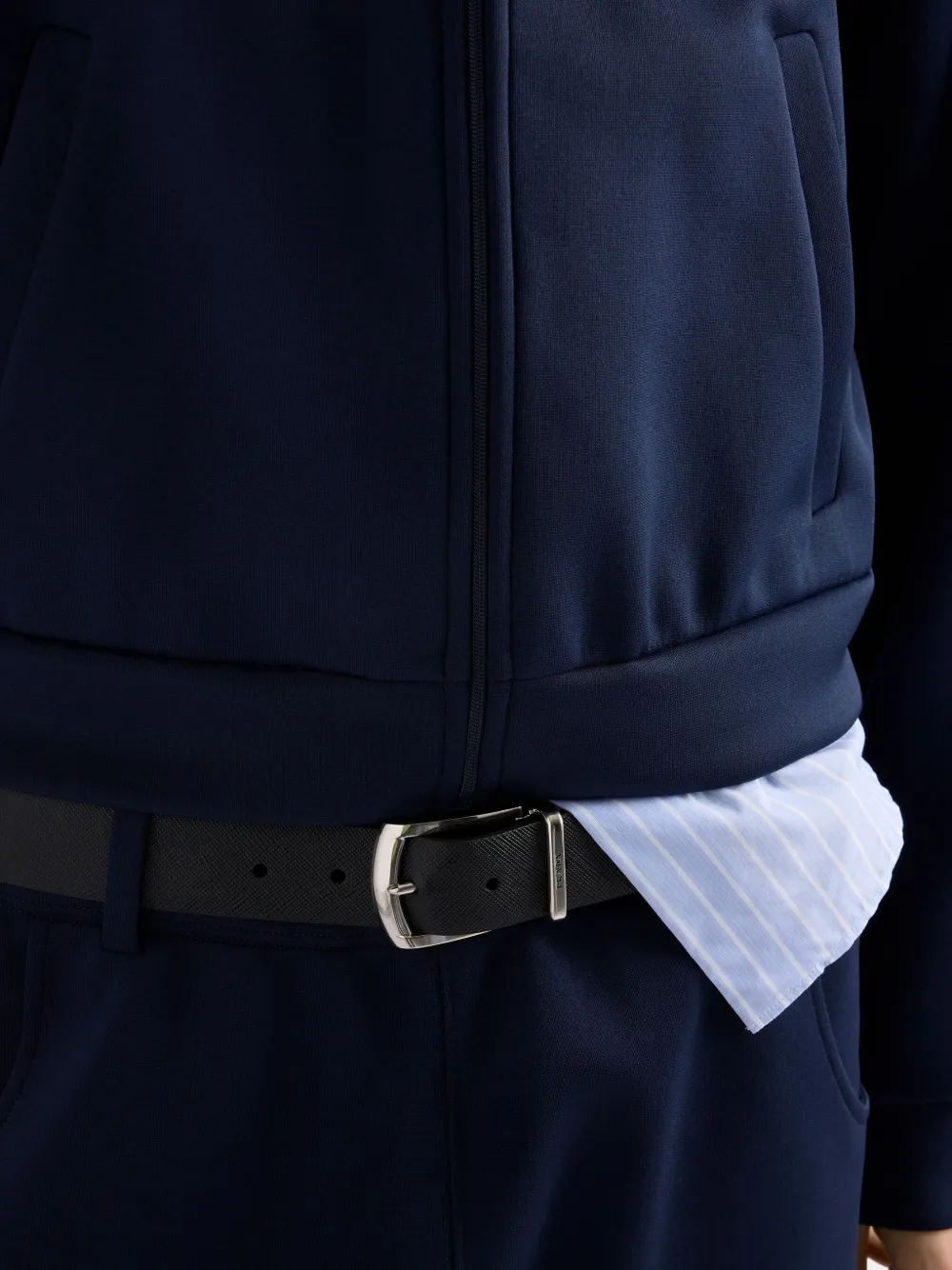 Prada Reversible Leather Belt In Black