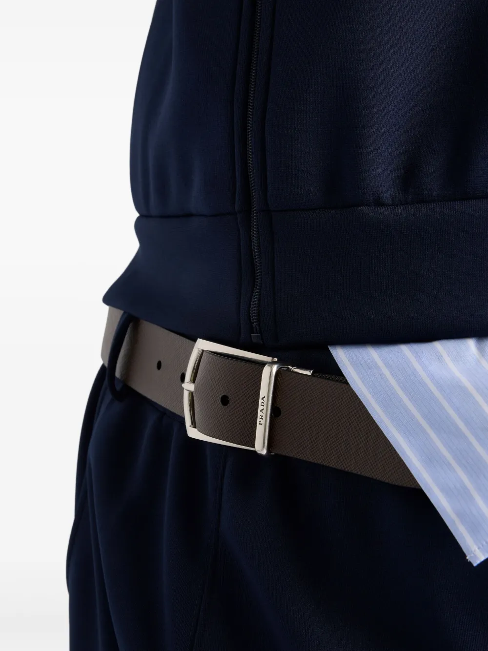 Prada Reversible Leather Belt In Black