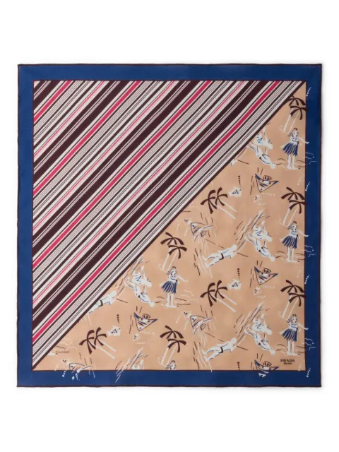 Prada foulard en soie à imprimé graphique