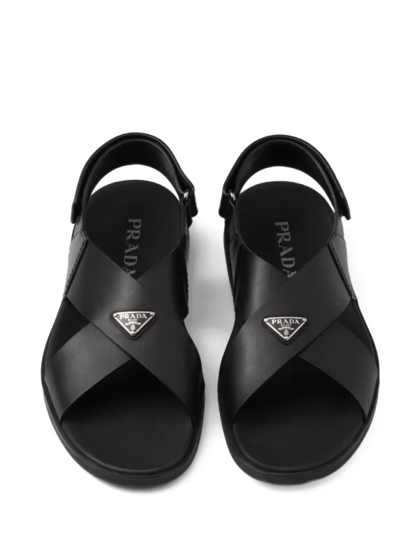 PRADA サンダル 黒 24cm ストラップ Prada クロスストラップ サンダル | ブラック | FARFETCH JP