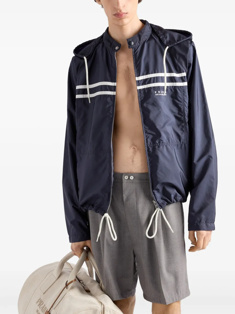 Prada Oversized lichtgewicht jack Blauw