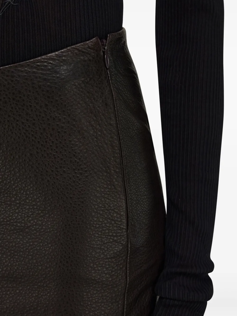 Ferragamo Leather Mini Skirt In Brown