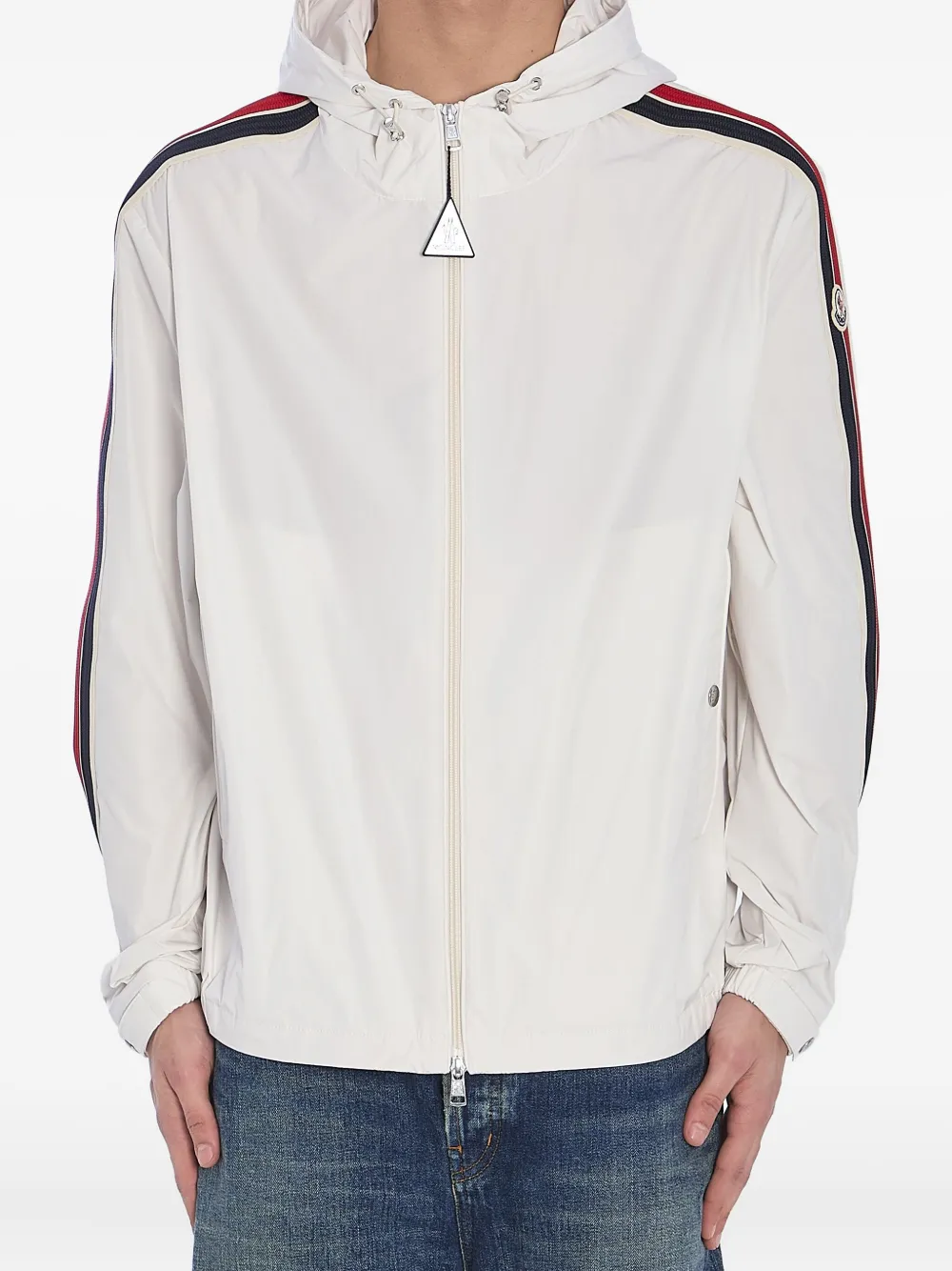 Moncler Snap Button Cuffs Hooded Jacket In White