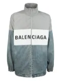 Balenciaga logo-printed colour-block jacket - Grey