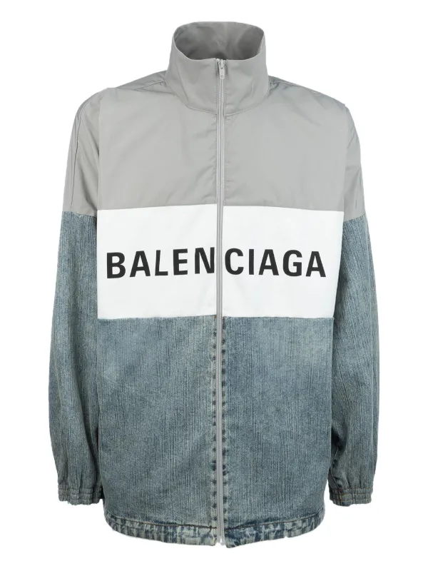 Balenciaga ロゴプリント カラーブロック ジャケット | グレー