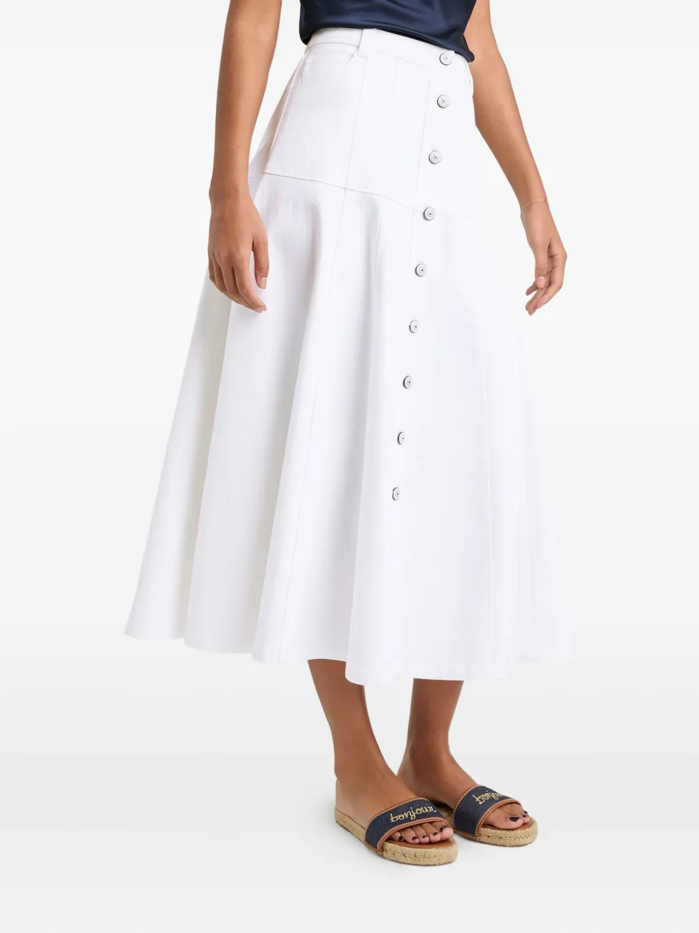 Cinq A Sept Plooirok met knopen Wit