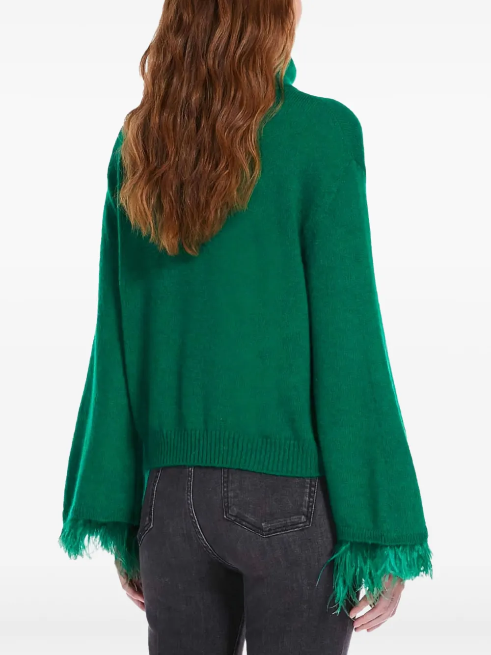 Max Mara Trui met veren afwerking Groen