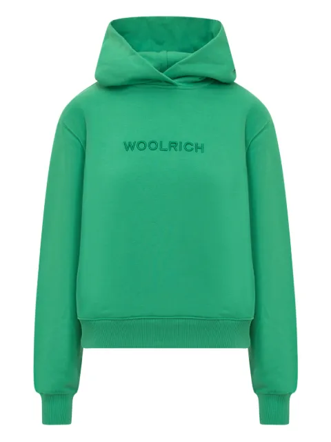 Woolrich logo-embroidered fleece hoodie 
