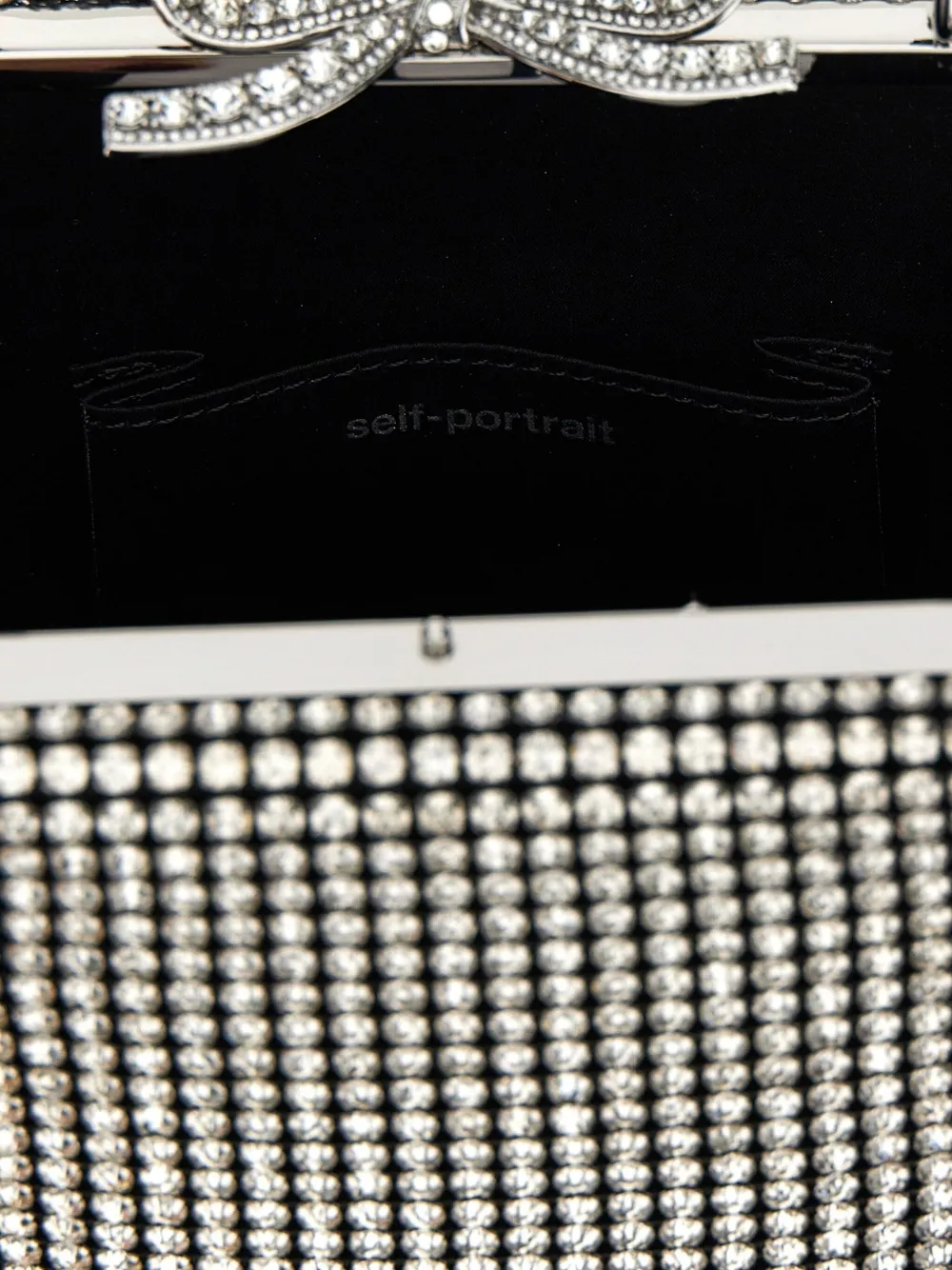 Shop Self-portrait Crystal Fishnet Tote Bag In Grey