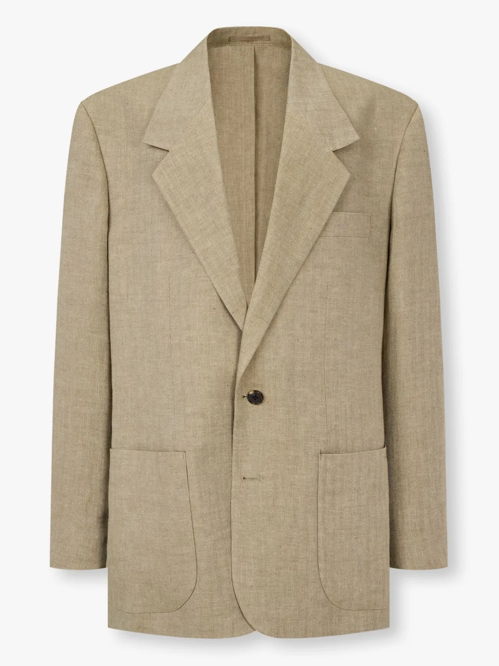 MAN ON THE BOON. HERRINGBONE-PATTERN LINEN BLAZER