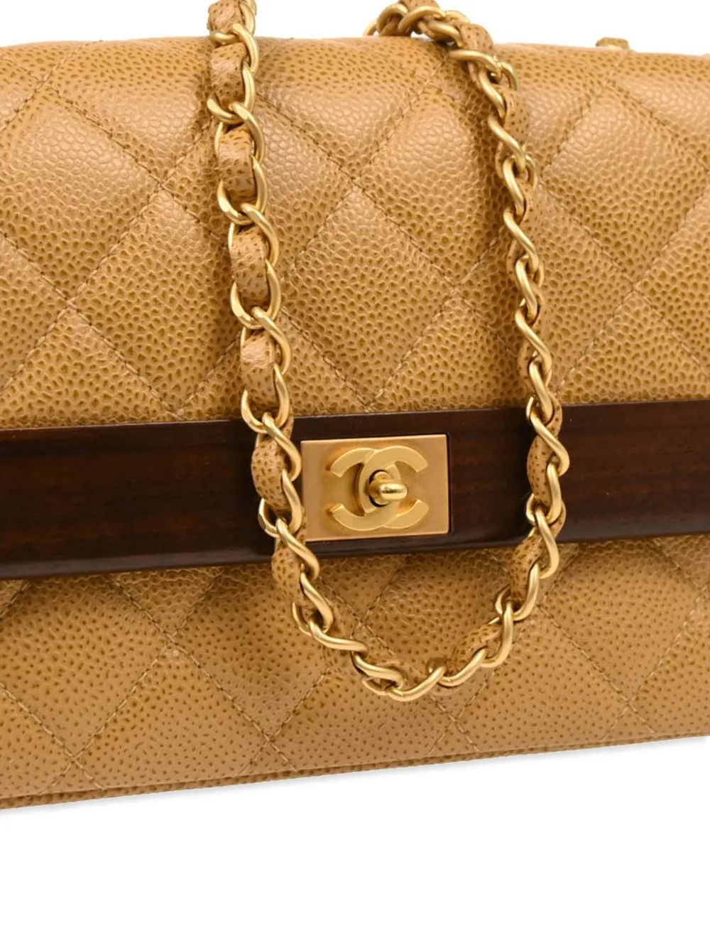 Pre-owned Chanel 2003 Straight Flap Shoulder Bag In Neutrals