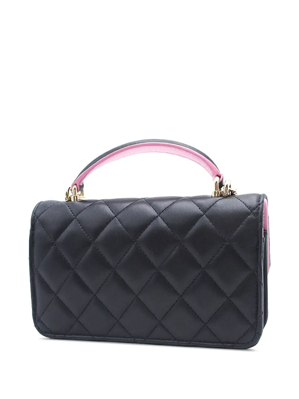 CHANEL Pre-Owned 2021-2024 Bicolor Quilted Lambskin Top Handle Phone Holder with Chain satchel | Pre-Owned | Image 2