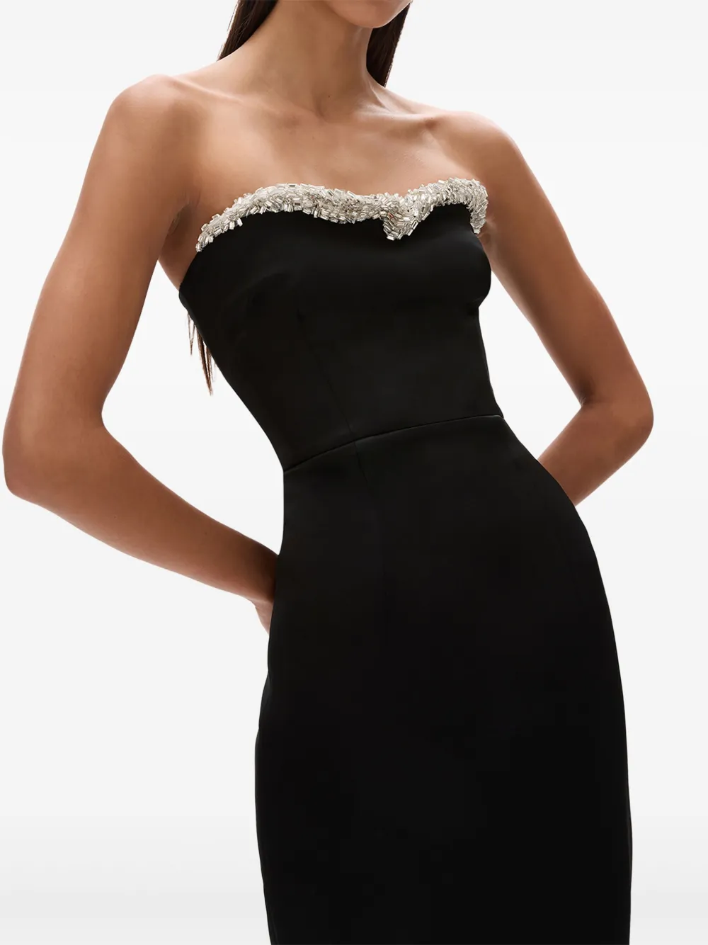 Rachel Gilbert Avondjurk verfraaid met kralen Zwart