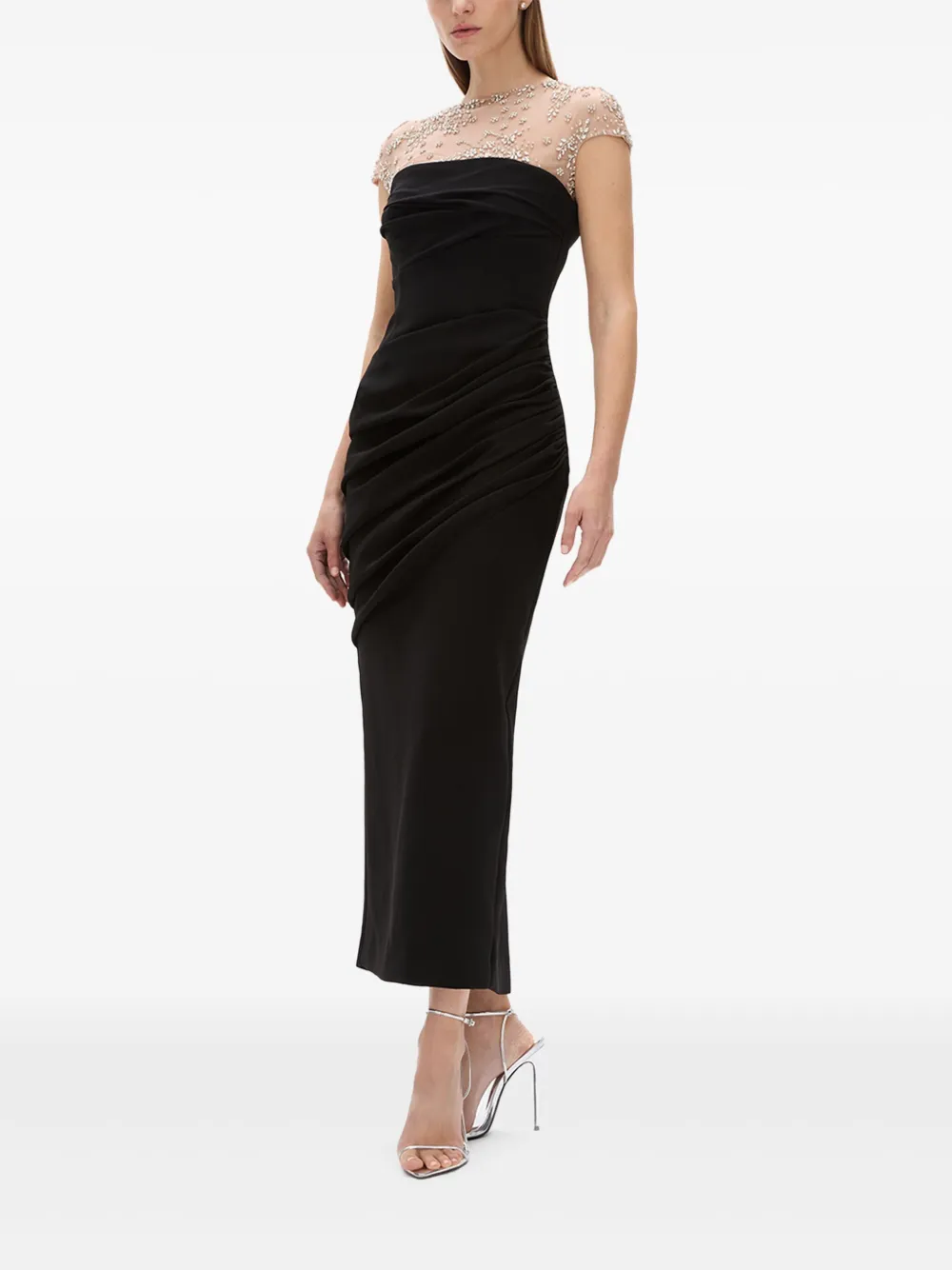 Rachel Gilbert Jurk met kapmouwen en kralen Zwart