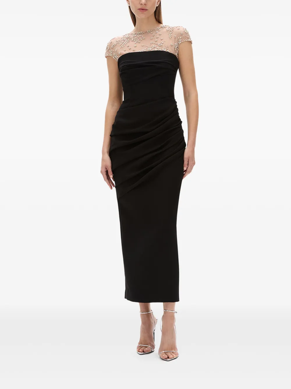 Rachel Gilbert Jurk met kapmouwen en kralen - Zwart