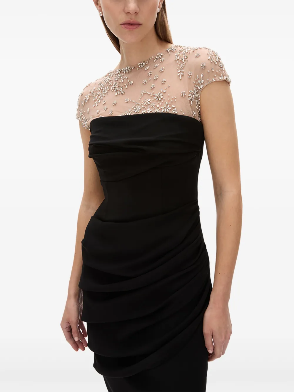 Rachel Gilbert Jurk met kapmouwen en kralen Zwart