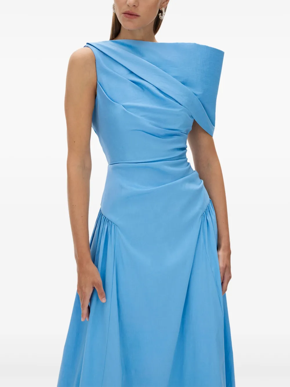 Rachel Gilbert Asymmetrische gedrapeerde avondjurk Blauw