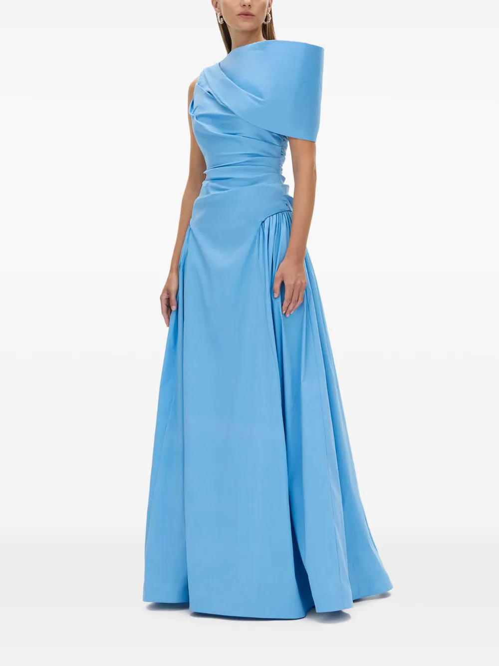 Rachel Gilbert Asymmetrische gedrapeerde avondjurk Blauw