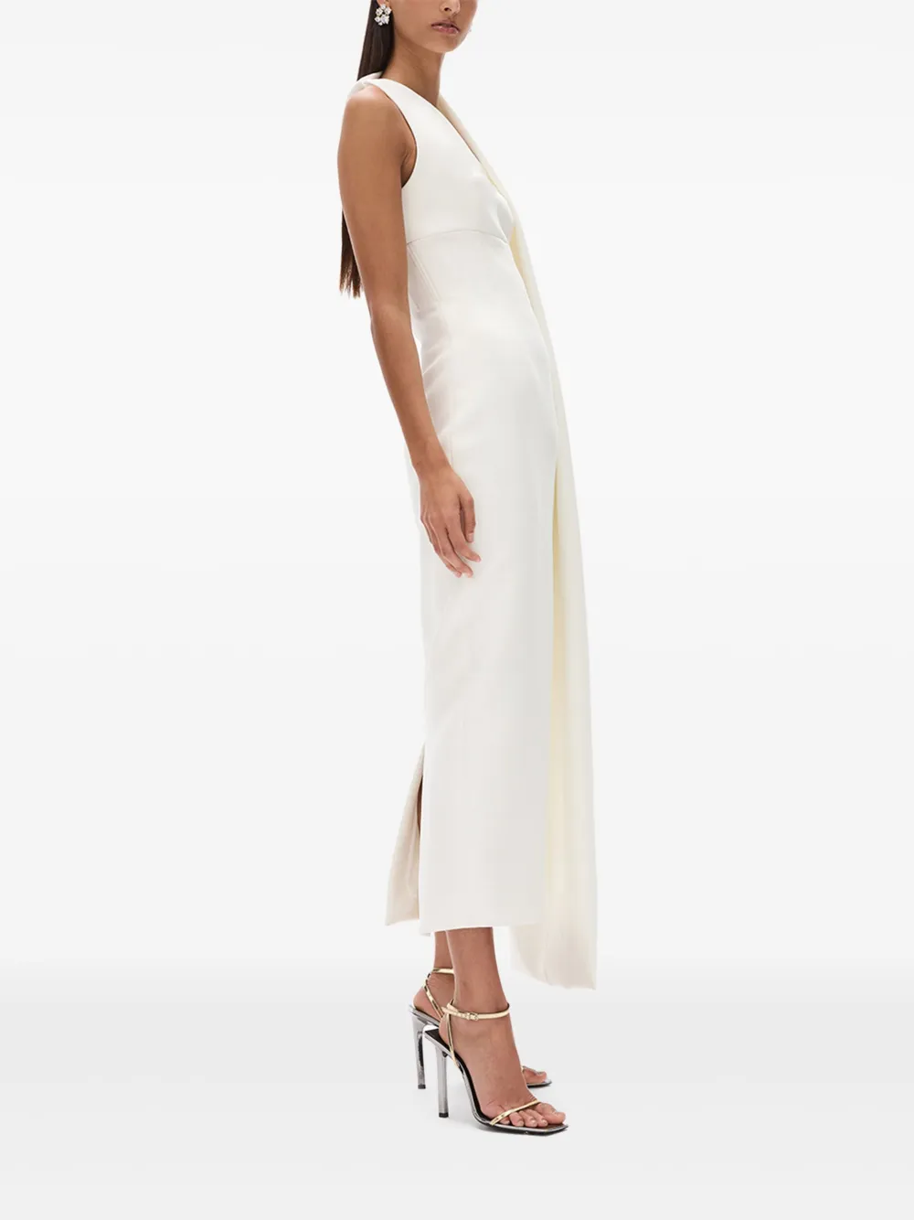 Rachel Gilbert Clara midi-jurk met asymmetrisch detail Wit