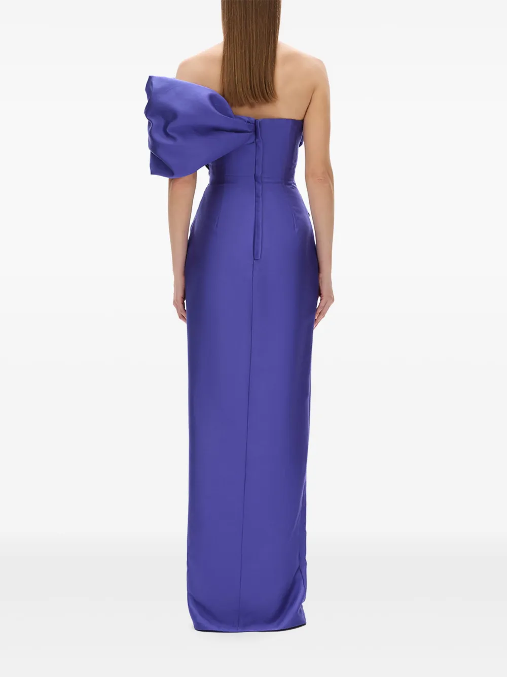 Rachel Gilbert Marlo off-shoulder avondjurk met ruches Paars