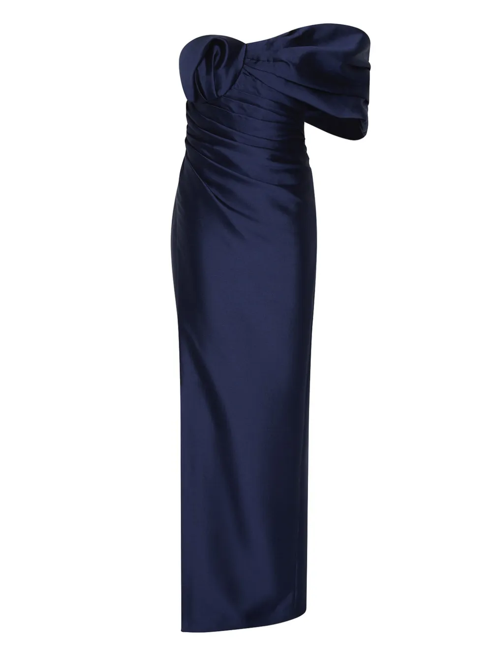 Rachel Gilbert Marlo Ruched Strapless Gown In Blue