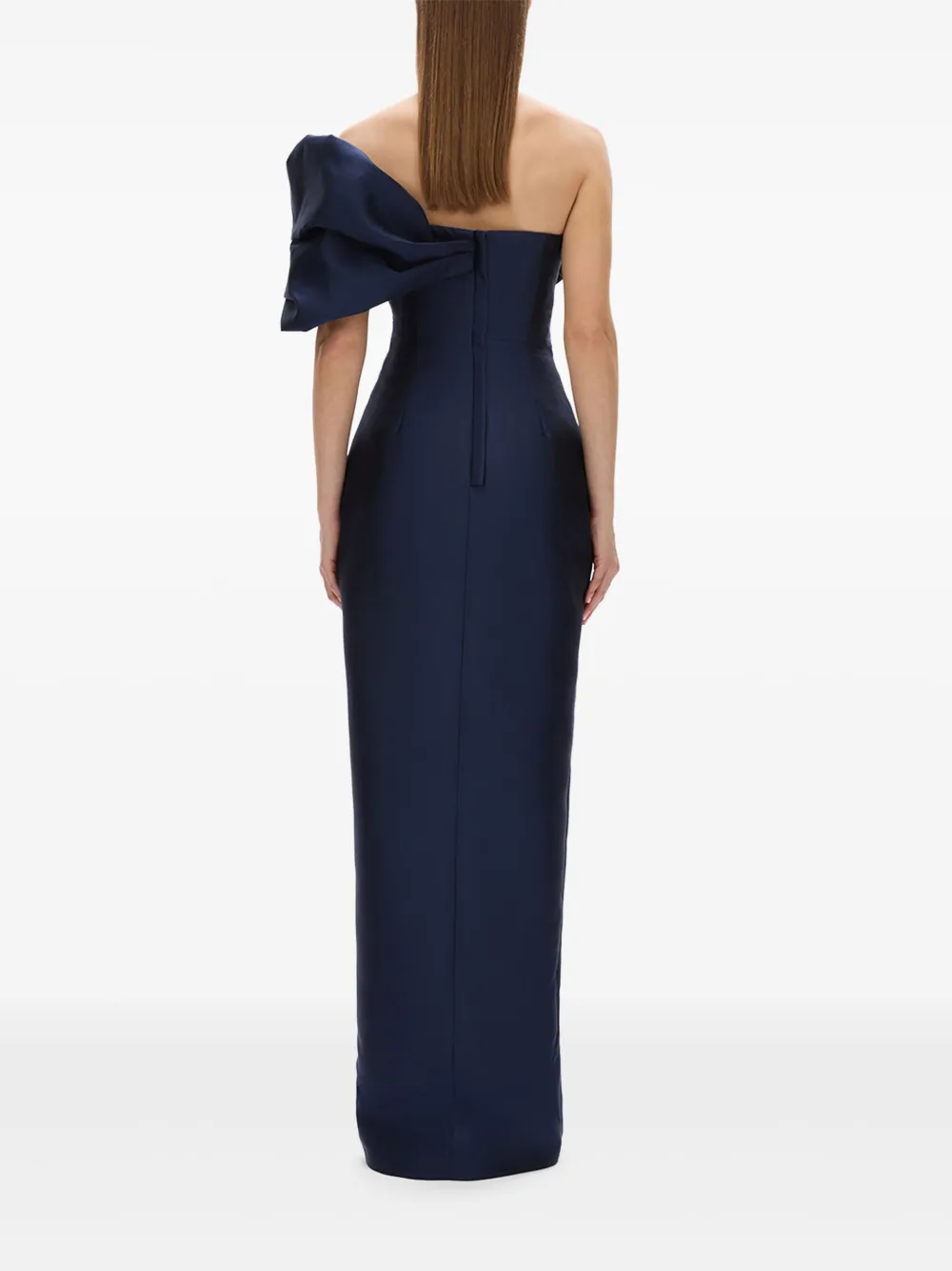 Rachel Gilbert Marlo Ruched Strapless Gown In Blue