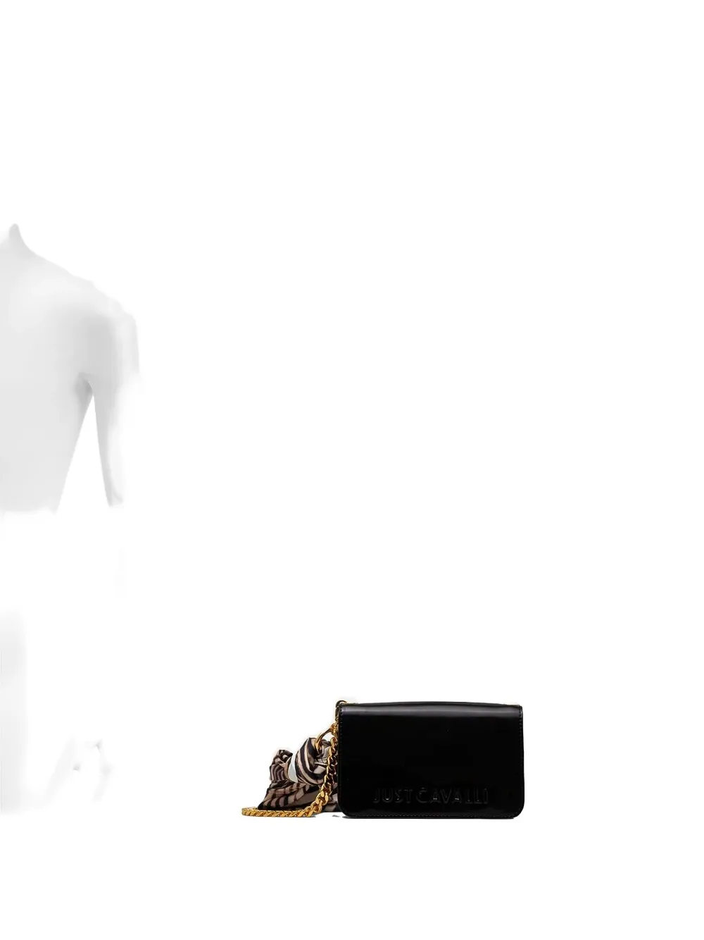 Just Cavalli Crossbodytas met logoplakkaat en kettingband Zwart