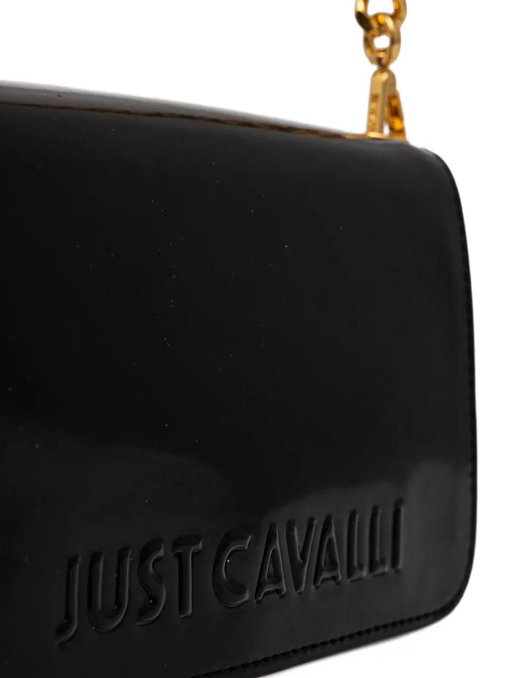 Just Cavalli Crossbodytas met logoplakkaat en kettingband Zwart