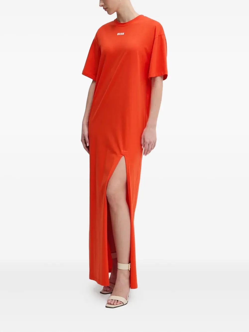 MSGM logo-print maxi dress | Orange | Image 1