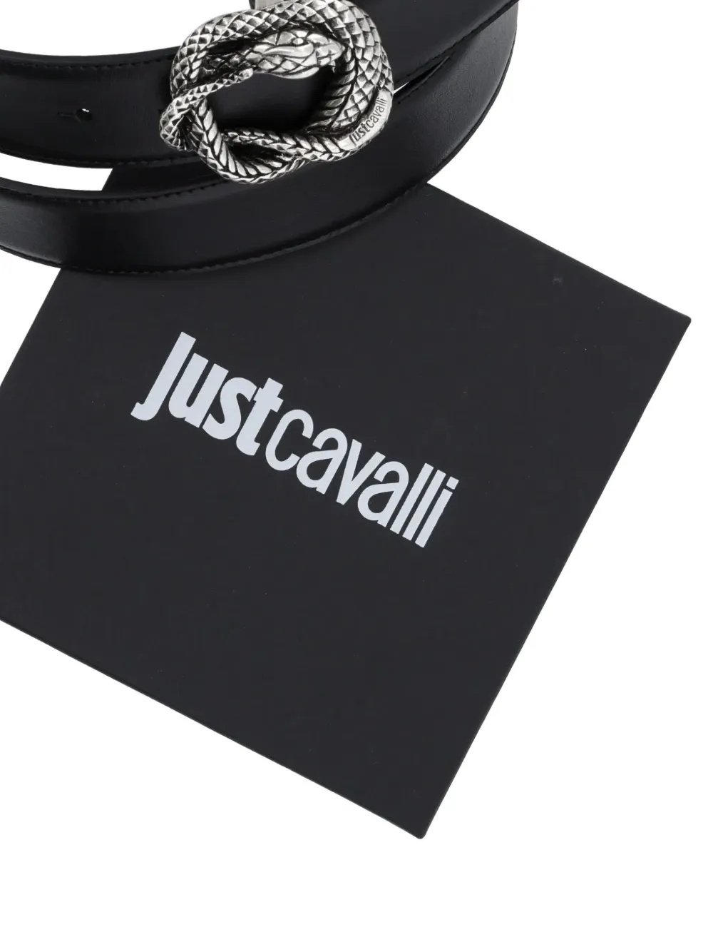 Just Cavalli Riem met slangengesp Zwart