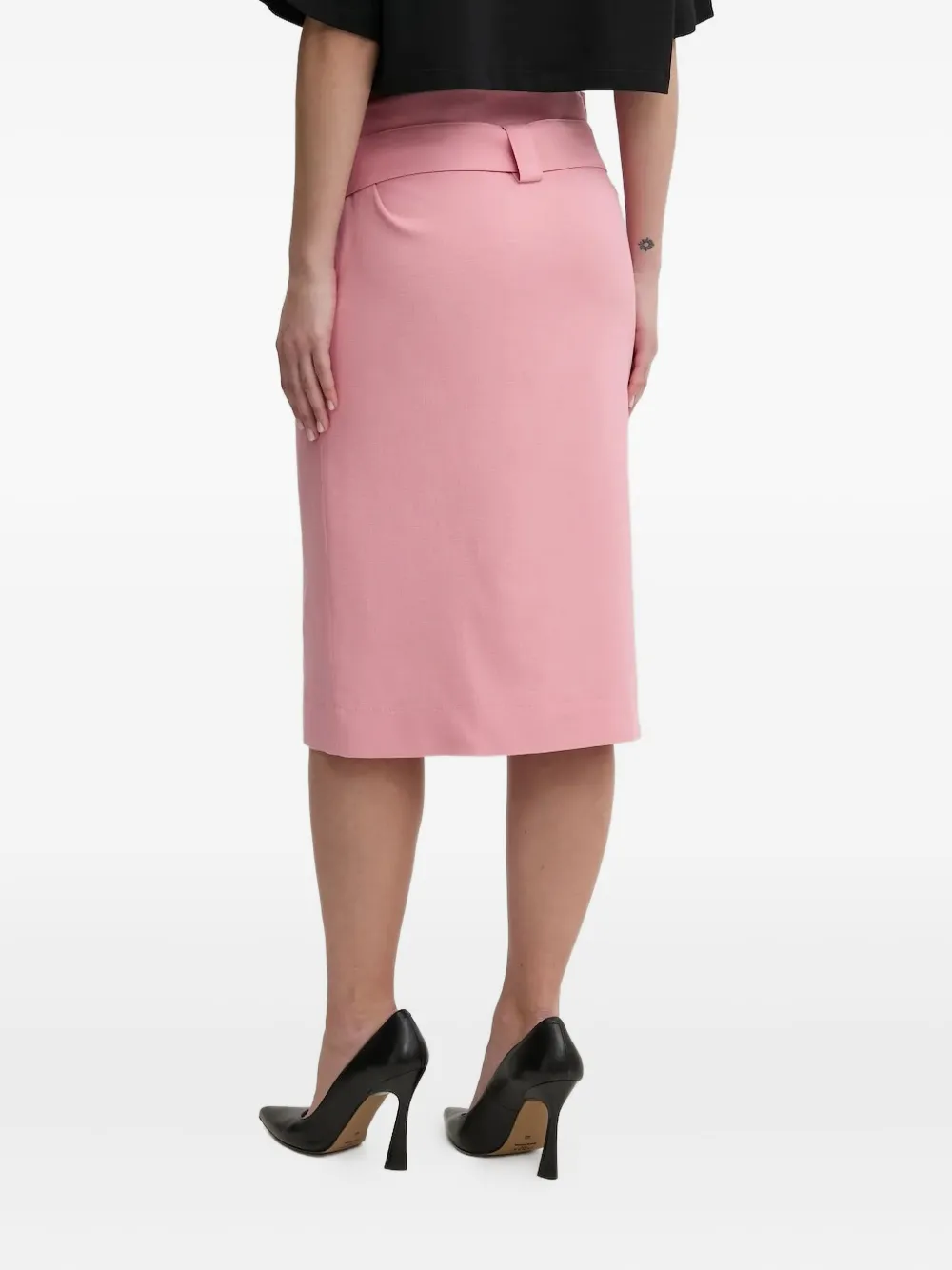 Msgm Belted Midi Skirt In Pink