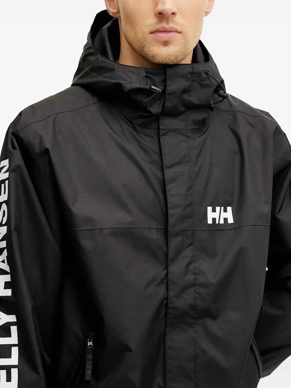 Helly Hansen logo-sleeve hooded jacket Zwart