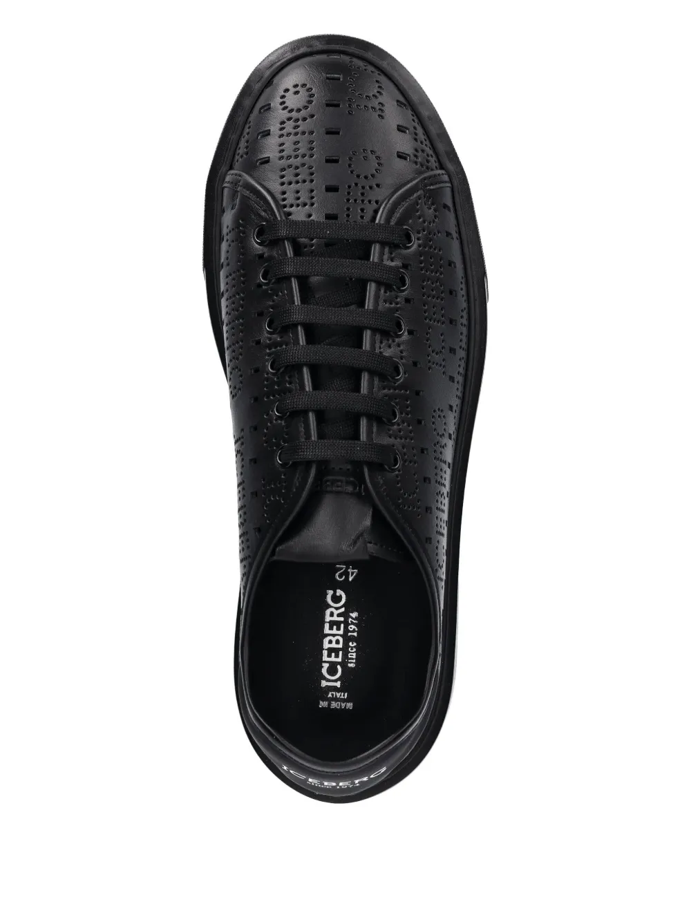 Iceberg Geperforeerde leren sneakers Zwart