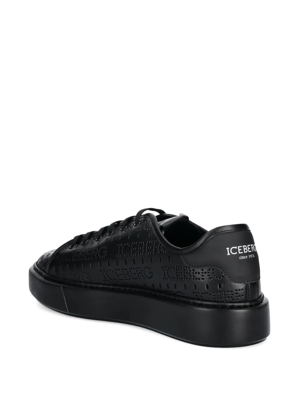 Iceberg Geperforeerde leren sneakers Zwart