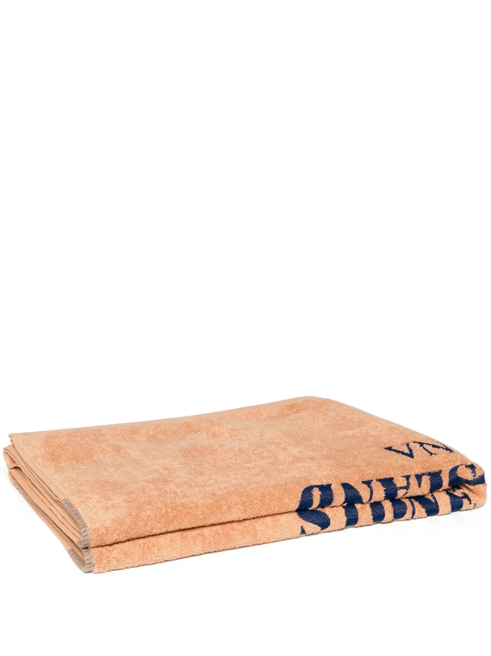 Shop Stone Island Logo-embroidered Beach Towel In Brown