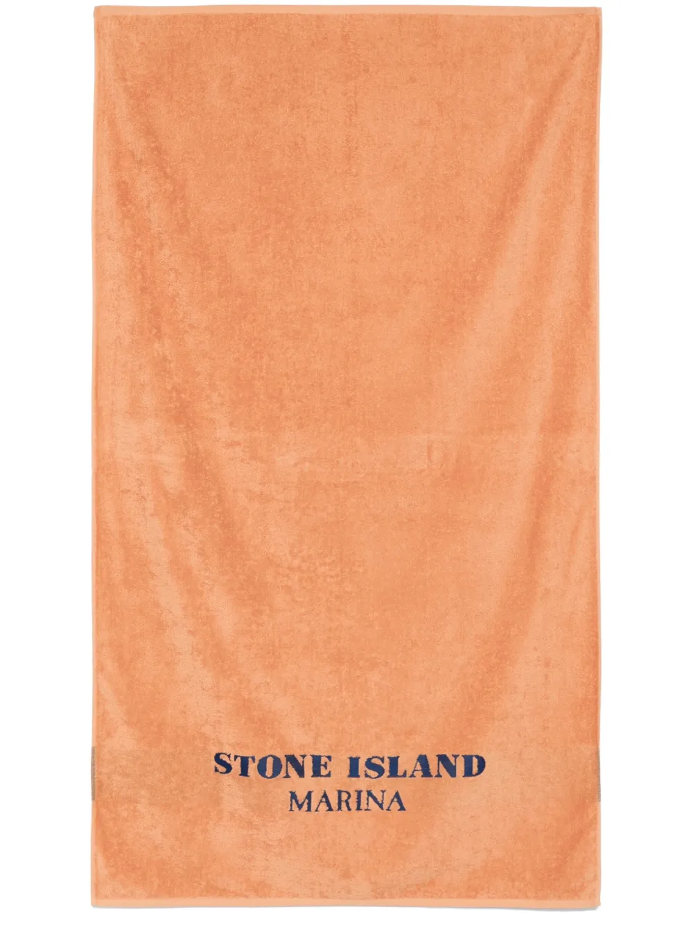 Shop Stone Island Logo-embroidered Beach Towel In Brown