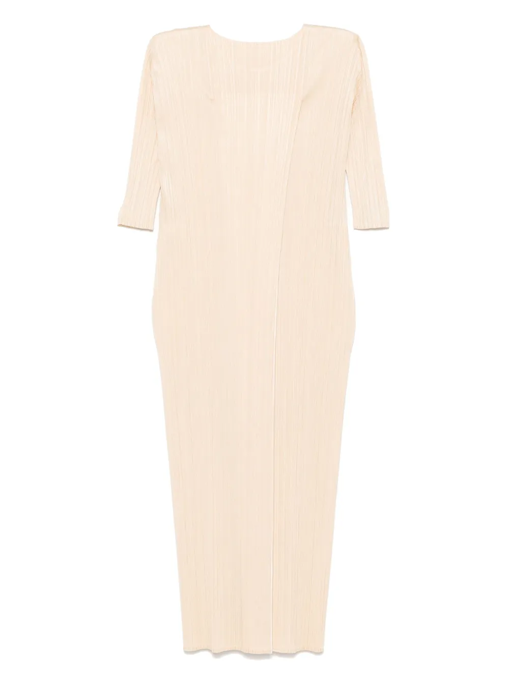 Pleats Please Issey Miyake Merry tweekleurige midi-jurk - Beige