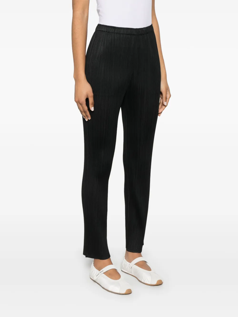 Shop Issey Miyake Pleated Trousers In Black