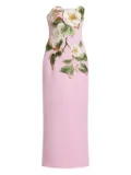 Leo Lin floral-appliqué midi dress - Pink